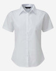 Damen Popeline Kurzarm Bluse - Weiss