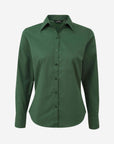 Damen Popeline Langarm Bluse - Bottle Green