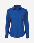 Damen Popeline Langarm Bluse - Royal Blue