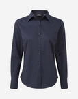 Damen Popeline Langarm Bluse - Navy