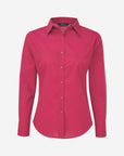 Damen Popeline Langarm Bluse - Hot Pink