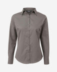 Damen Popeline Langarm Bluse - Dark Grey