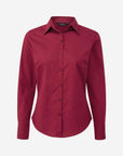 Damen Popeline Langarm Bluse - Burgundy