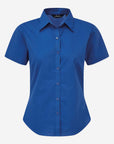 Damen Popeline Kurzarm Bluse - Royal Blue