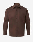 Herren Popeline Kurzarm Hemd - Brown