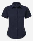 Damen Popeline Kurzarm Bluse - Navy