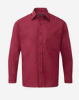 Herren Popeline Kurzarm Hemd - Burgundy