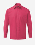 Herren Popeline Kurzarm Hemd - Hot Pink