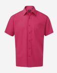 Herren Popeline Kurzarm Hemd - Hot Pink