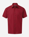 Herren Popeline Kurzarm Hemd - Burgundy