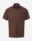 Herren Popeline Kurzarm Hemd - Brown