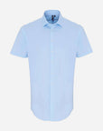 Herren Kurzarm Baumwoll-Popeline Hemd mit Stretch - Light Blue Vorne