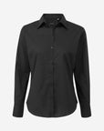 Damen Popeline Langarm Bluse - Schwarz