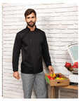 Veste de cuisine unisexe à manches longues avec boutons-pression