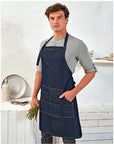 Denim bib apron with jeans seams