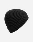 Beanie mit Rippenstrick mit deinem Logo - Schwarz