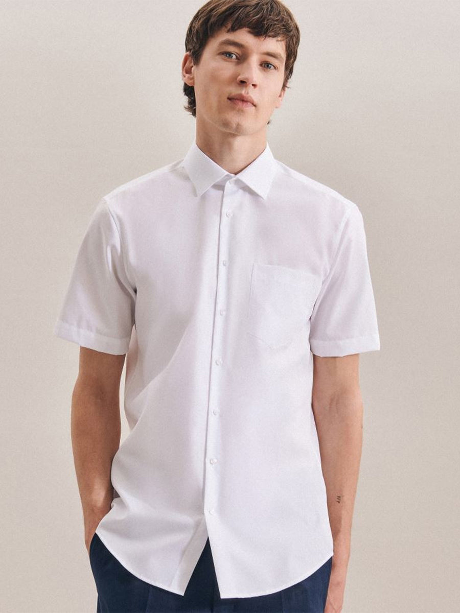 Chemise à manches courtes en popeline pour homme