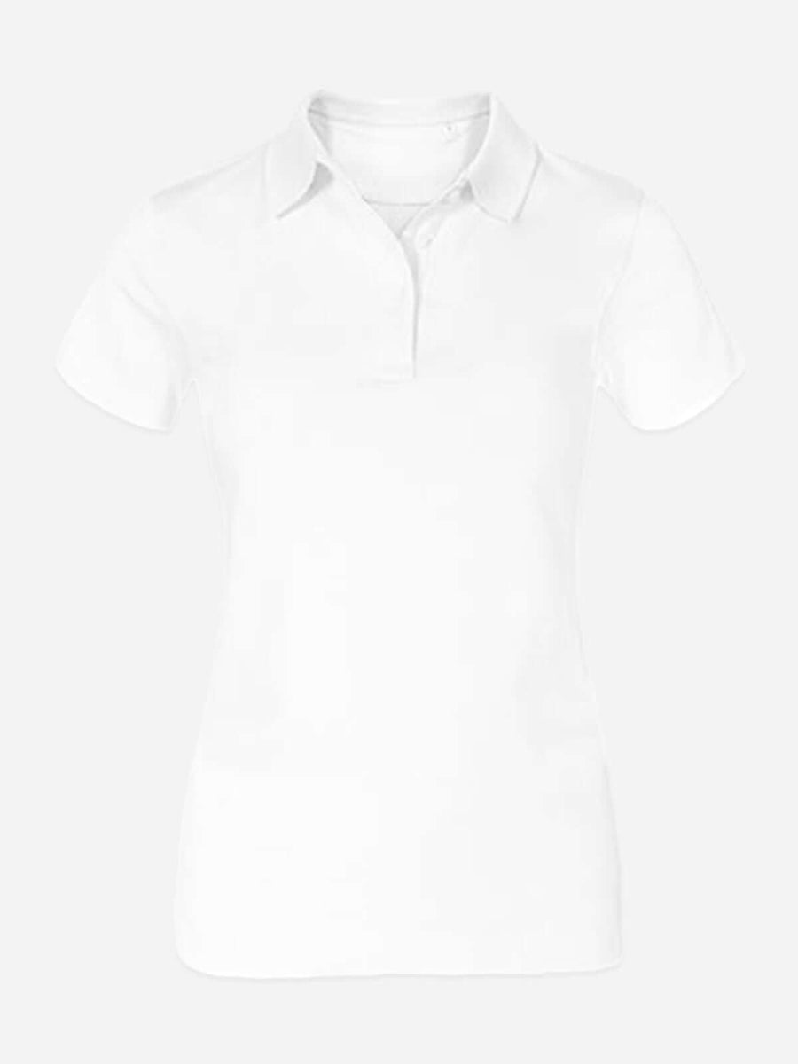 Damen Jersey Polo - White Vorne