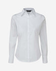 Damen Popeline Langarm Bluse - White