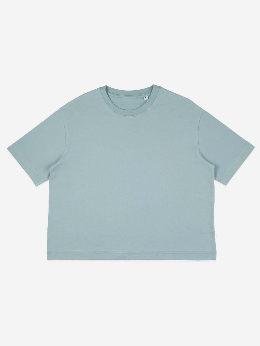 Damen Oversized Crop T-Shirt - Slate Green