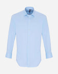 Herren Langarm Baumwoll-Popeline Hemd mit Stretch - Light Blue