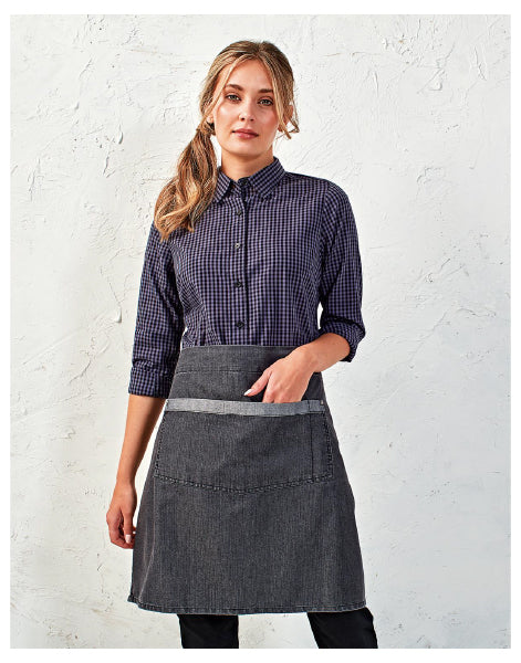 Denim Bistro Apron with Contrast Trim