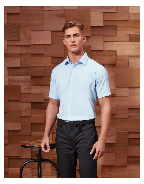 Chemise en popeline de coton stretch à manches courtes pour homme
