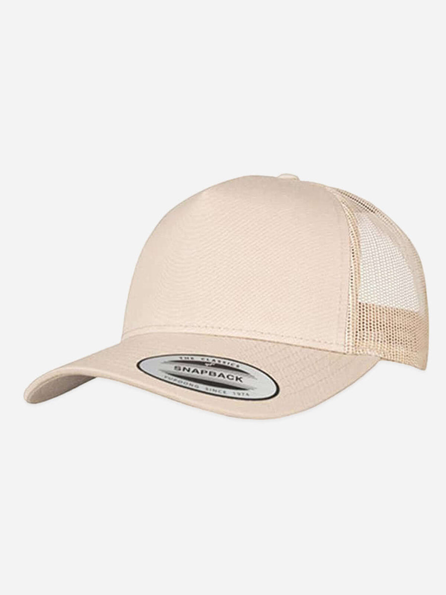 5-Panel Snap-Back Trucker Cap mit deinem Logo - Sand