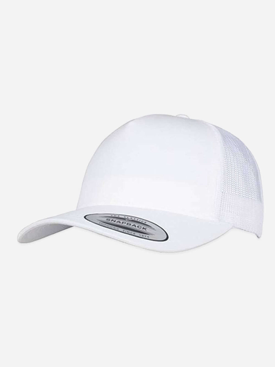 5-Panel Snap-Back Trucker Cap mit deinem Logo - Weiss